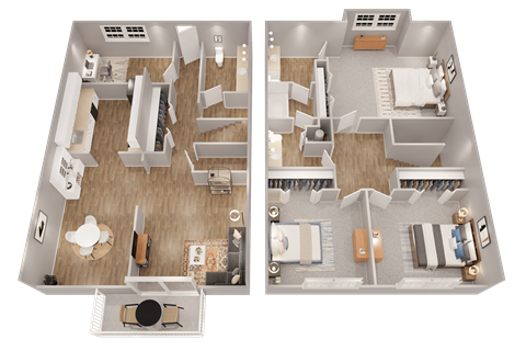 Floor plan for 3 beds, 2.5 baths, 1500 sqft